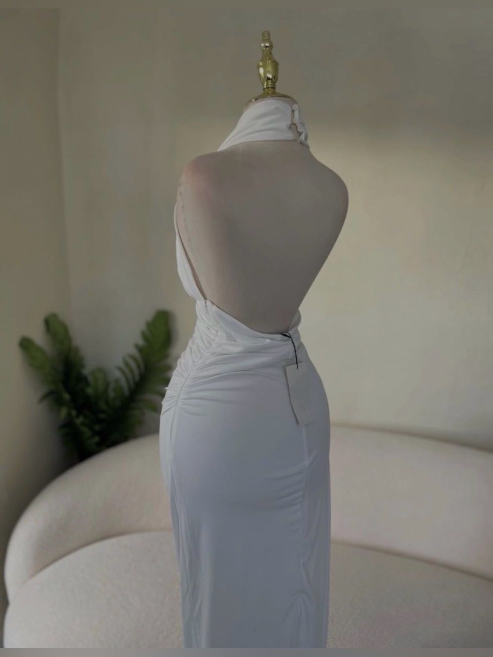 Zara Ivory Halter Cowl Maxi Dress - Picture 2 of 6